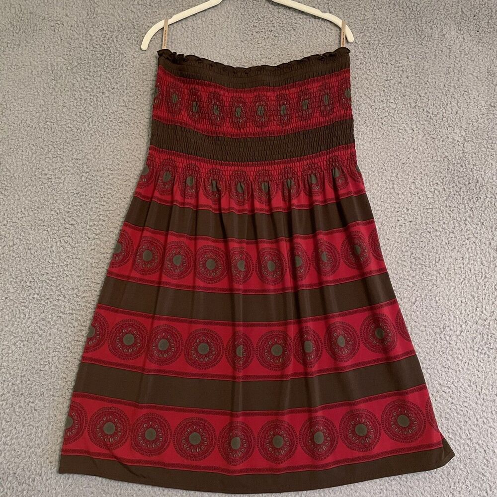 bcbgmaxazria Womens M/L Strapless Smocked Mini dress Stretch Aztec NWT